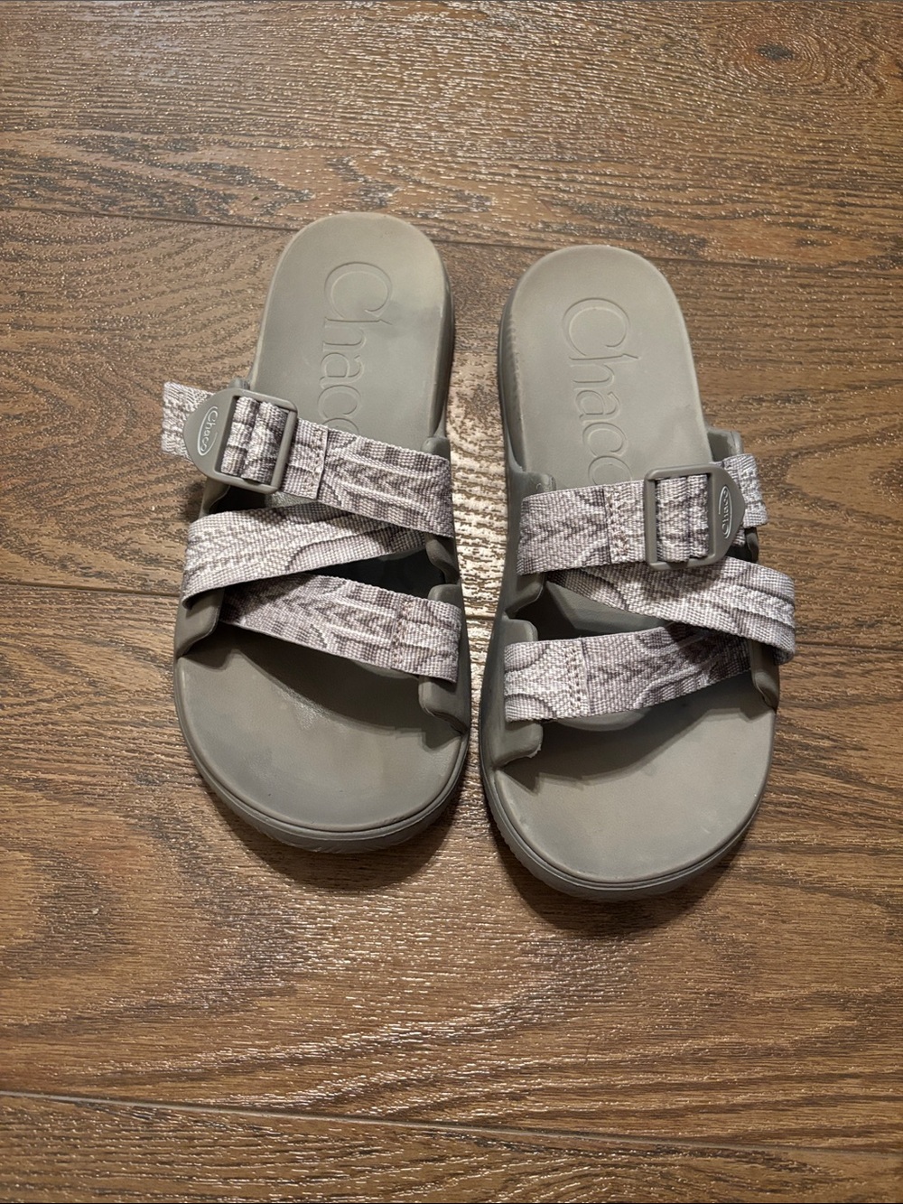 Chaco Women's Grey Patterned Strappy Slide Sandals